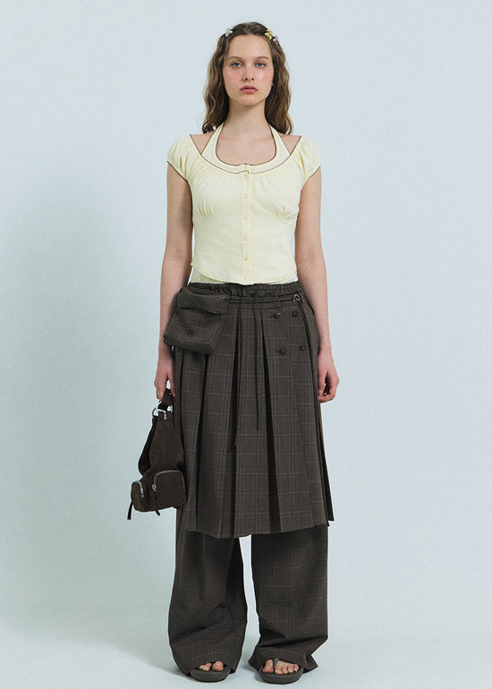 ASHA CHECK MIDI SKIRT